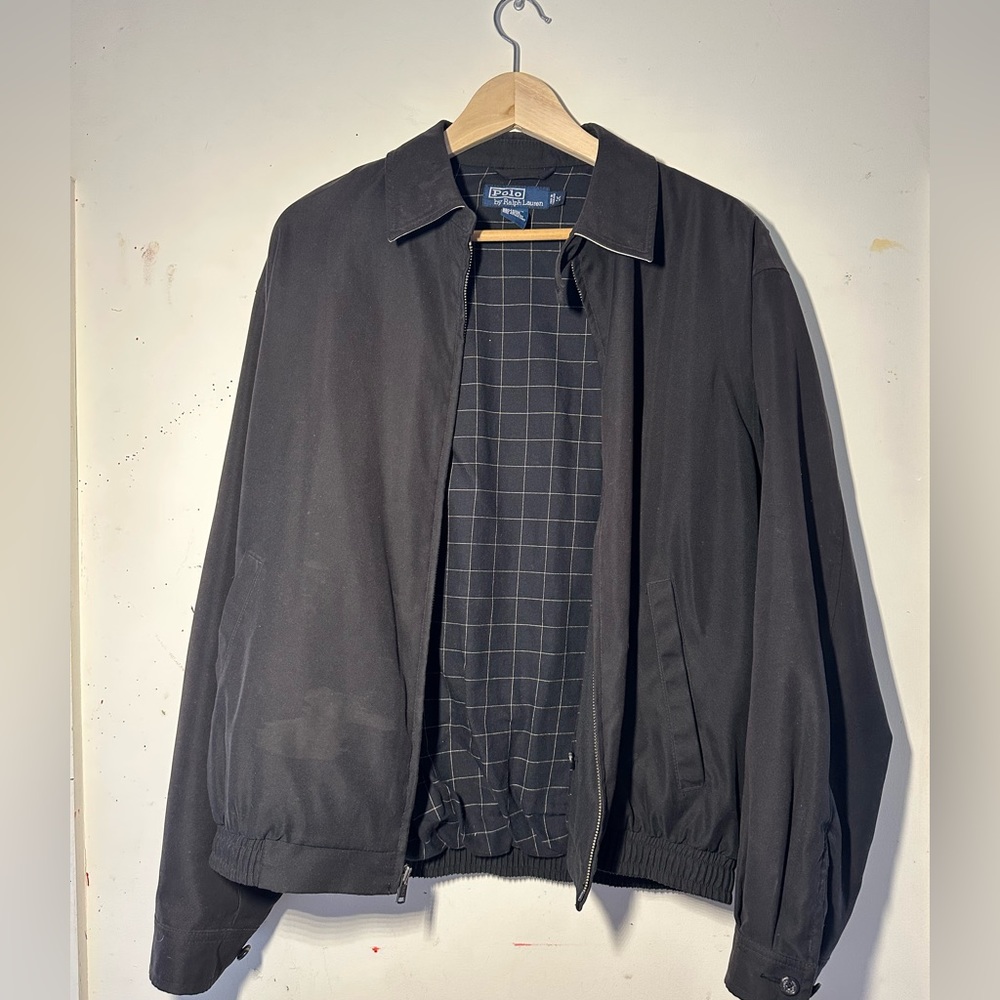Men’s black polo Ralph Lauren shell zip up jacket size medium